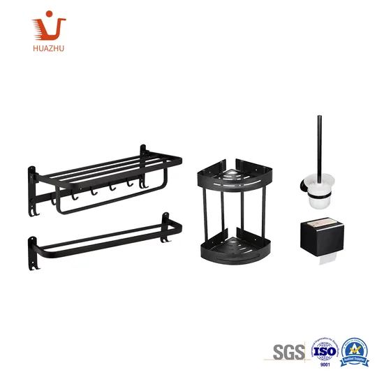 2010 Series Wall Mounted Bathroom Set Black Towel Rack Stainless Steel Bathroom Accessories