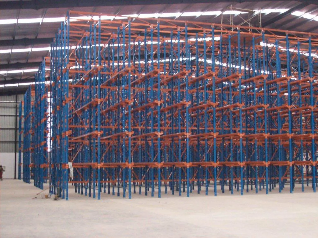 Long Span Double Deep Heavy Duty Warehouse Storage Rack High Bay Upright Pallet Racking